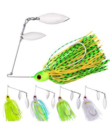 Spinnerbait Fishing Lure Hard Metal Jig Spinner Baits Kits Swimbait for Bass Trout Pike Salmon Walleye Freshwater Saltwater 5pcs/Pack 5 Pack (3/8oz)
