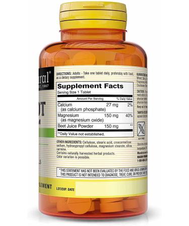 Mason Natural Whole Herb Beet Root with Magnesium - 100 Tablets for Energy & Wellness - Buy Online on GoSupps.com
