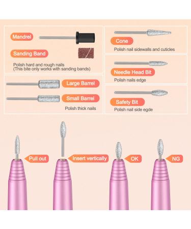 Asalle USB Nail Drill Machine for Acrylic Gel Nails - Professional Electric Efile Kit for Manicure Pedicure - Pink - Buy Online on GoSupps.com