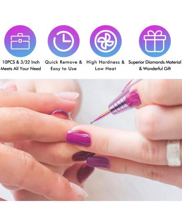 Ejiubas Diamond Nail Drill Bits Set - Professional 10Pcs 3/32 (2.35mm) Cuticle Drill Bit for Acrylic Gel Nails, Manicure Pedicure Tools - Home and Salon Use - Buy Online on GoSupps.com