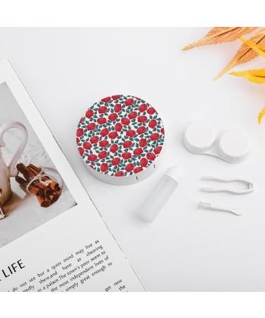 Rose Floral Cute Contact Lens Case - Portable Travel Storage Box Kit with Mirror for Outdoor Use - Buy Online on GoSupps.com
