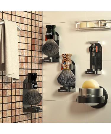 2pcs Wall Mounted Shaving Holder Black ABS Assembly Type Multipurpose Stand for Shaving Brushes and Razors - Buy Online on GoSupps.com