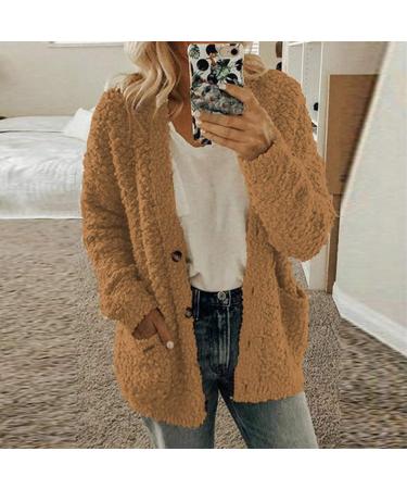 Shop Hanxiulin Fleece Plush Jacket | Fluffy Warm Zipper Wool Jacket for Women | Autumn Winter Coat in Color Variants | XXL Coffee - Buy Online on GoSupps.com