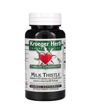 Complete Concentrates Milk Thistle 90 Vegetarian Capsule Kroeger Herb Co Milk Thistle 90 Count (Pack of 1)