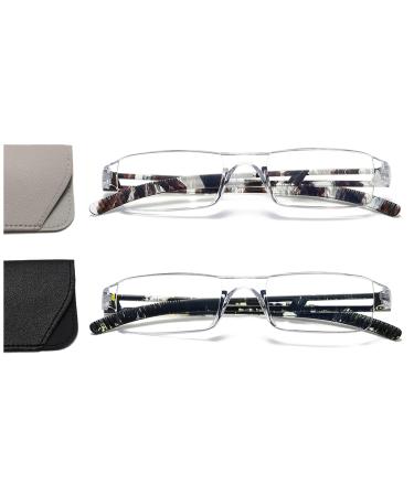 Hubeye 2-pack frameless reading glasses light and convenient anti-blue light reading aid for women men with glasses holster +3.50 2 pairs of mixed colors (1030-5) 3.5 Dioptria