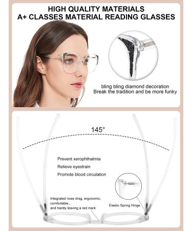OCCI CHIARI Women's Oversized Reading Glasses Readers | Transparent Frames (1.0x 6.0x) - Buy Online on GoSupps.com