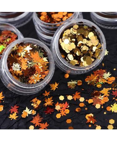 Autumn Nail Art: 6 Boxes of Fall Leaves Nail Glitters - 3D Gold Maple Leaf & Glitter Powder for Stunning Thanksgiving Nails - Buy Online on GoSupps.com