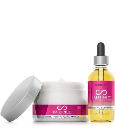 Hairfinity Strengthening Amino Treatment Masque and Botanical Hair Growth Oil - Hydrating Hair Mask and Deep Conditioner Treatment for Dry Damaged Hair - Silicone and Sulfate Free