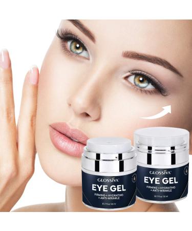 Glossiva Eye Gel with Hyaluronic Acid for Wrinkles, Dark Circles & Puffiness - Hydrating & Firming Formula for Under Eye Bags - 1.7 Fl Oz - Buy Online on GoSupps.com