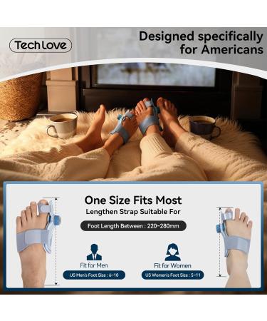 Tech Love Bunion Corrector for Men & Women | Adjustable Big Toe Separator & Hammer Toe Straightener | Comfortable Silicone Pad | Effective Relief - 1PCS Sky Blue - Buy Online on GoSupps.com