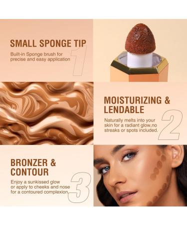 Sunset Bronze Liquid Bronzer Contour Stick - Waterproof Long-Lasting Concealer with Cushion Applicator - Natural Matte Finish - 1.00 ml - Buy Online on GoSupps.com