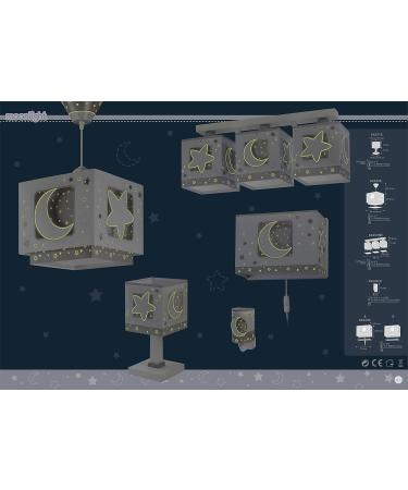 Dalber Fluorescent Hanging Lamp Moon and Star - Grey 63232E | Stylish Kids Lighting for Global Shipping - Buy Online on GoSupps.com
