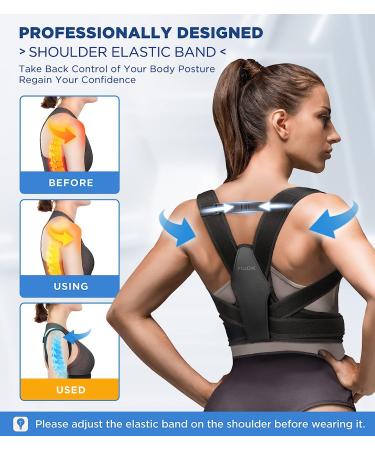 FILLOVE Posture Corrector with Magnetic Therapy Back Support | Adjustable Upper Back Brace for Neck, Spine, Shoulder Pain Relief | Black - Large/X-Large - Buy Online on GoSupps.com