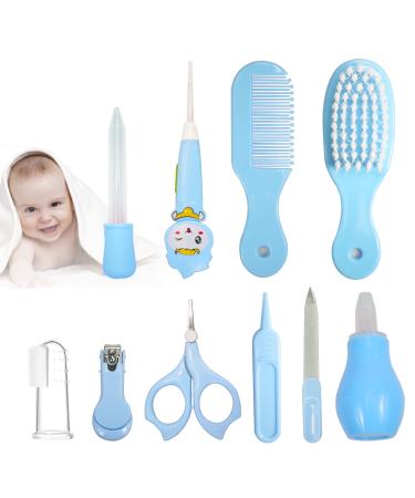 Baby Grooming Kit Joyeee 10pcs Portable Baby Care Kit with Storage Case Baby Essentials Healthcare Kit Nursery Baby Brush and Comb Set for Newborn Infant Toddler Healthcare & Grooming Blue cute earpick