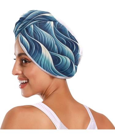 Ocean Wave Hair Towel 2 Pack - Super Absorbent Quick Dry Turbans for Women & Girls | International Shipping Available - Buy Online on GoSupps.com