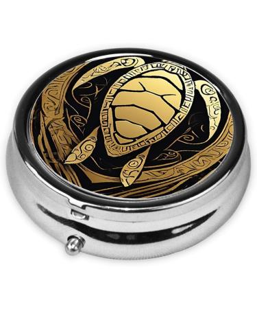 Hawaiian Tapa Honu Turtle Mini Round Pill Box | 3 Compartment Travel Organizer | Portable Pill Case for Home & Office - Buy Online on GoSupps.com