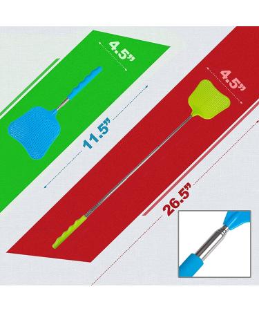 Telescopic Fly Swatters Set of 3 - Durable Heavy Duty Handle - Stainless Steel Shaft - Indoor & Outdoor Use (Blue Green Grey) - Buy Online on GoSupps.com