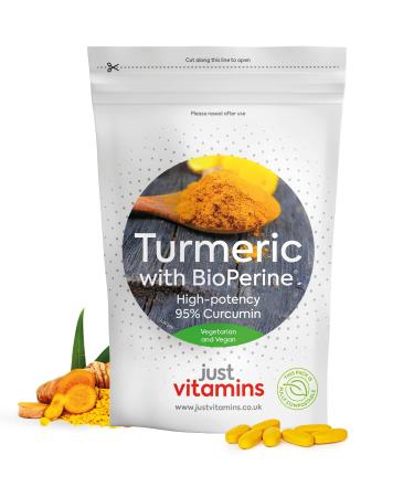 High Strength Turmeric Curcumin 95% + Black Pepper Bioperine 10 000mg Tablets x60 2 Month Supply Advanced Turmeric Supplement with Patented Black Pepper Extract for Max Absorption - UK Made 60 Count (Pack of 1)