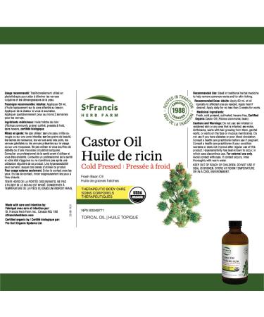 St. Francis Herb Farm Castor Oil | Castor Oil for Skin | Certified Organic | 100% Hexane Free | Amber Bottle | (250 ml) - Buy Online on GoSupps.com