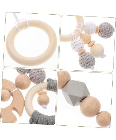 Toyvian 4pcs Leaf Children's Rings | Wood Sensory Bed Pendant | Grey Bed Hanging Crib Toy - Buy Online on GoSupps.com