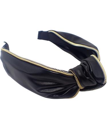 Topkids Accessories Leather Zip Knot Alice Bands Adult Women Hair Accessories for Women Hair Bands for Women Thick Headband Womens Headbands Head Bands Adult Women Wide Headbands (Black) - Buy Online on GoSupps.com