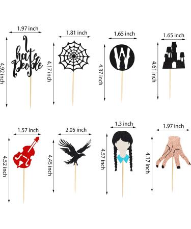 Arthsdite 24Pcs Horror Wednesday Addams Cupcake Toppers Thing Hand Black Eagle I Hate People Cobweb Castle Girl Addams Family Cupcake Picks for Fantasy Wednesday Birthday Party Cake Decorations - Buy Online on GoSupps.com