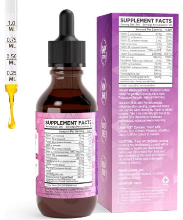duwhot Methylated B-Complex Liquid Drops for Women Vitamins B1 B2 B3 B6 B9 B12 1000 mcg with C Choline Magnesium Inositol & Herbal Blend High Absorption Lemon Flavor 2 Fl Oz - Buy Online on GoSupps.com