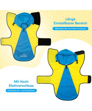 Buy Waterproof Rain Jacket for Dogs | Adjustable Reflective Dog Coat | Ultra-Light Rain Cape for Small Medium & Large Pets - Yellow & Blue - Buy Online on GoSupps.com