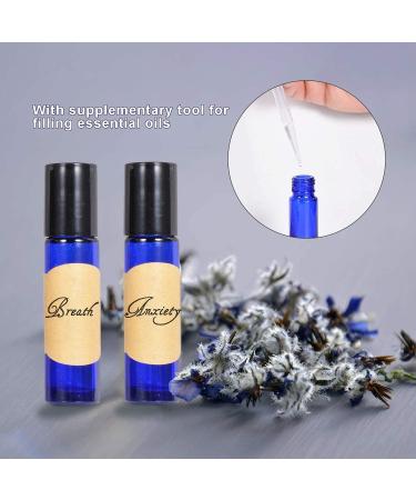 28 Pack Cobalt Blue Glass Roll On Bottles for Essential Oils | 10ml with Stainless Steel Balls | Includes Funnels Syringes & Stickers - Ideal for Fragrance & DIY Blends - Buy Online on GoSupps.com