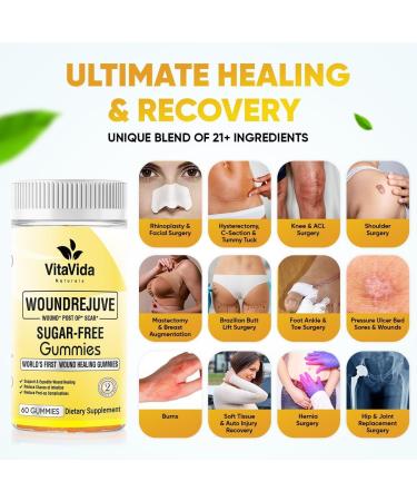 VVNATURALS Sugar-Free Surgery Recovery Gummies | 20+ Nutrients for Wound Healing | General & Plastic Surgery | Bromelain, Arnica, Turmeric | 60 Gummies - Buy Online on GoSupps.com