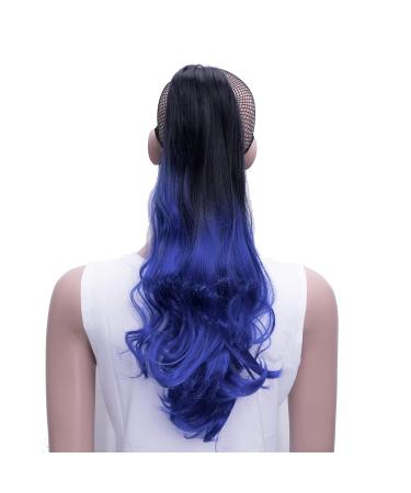 IMISSU Long Curly Ombr Blue Claw Ponytail Hair Extensions | Clip-in Hairpiece for Effortless Style - Buy Online on GoSupps.com