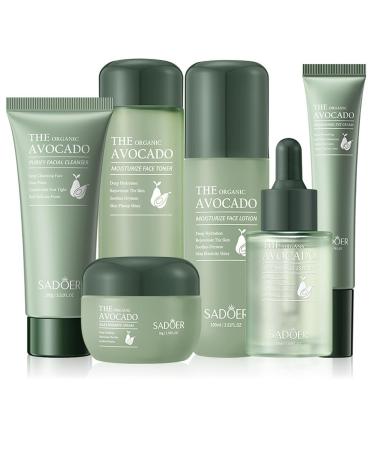 Avocado Skincare Sets Luxurious Gift 6 In 1 Complete Face Care Set For Women Facial Kit For Women Soothing Anti-Aging Boosting Collagen & Hydrating Skincare Gift Set For Teens Girl