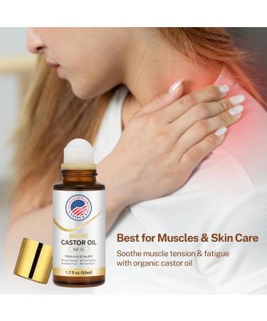Happy U.S Organic Castor Oil Roll On For Face and Body Cold Pressed 100% Pure Hexane Free Castor Oil Unrefined - Stimulate Hair Growth Moisturize Skin Wrinkles Dark Circles Beauty Rollerball - Buy Online on GoSupps.com