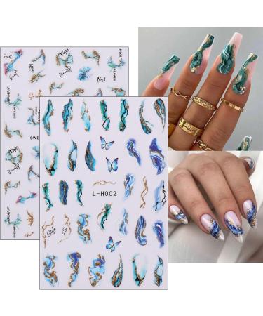 jmeowio JMEOWIO 10 Sheets Marble French Tip Nail Art Stickers Decals Self-Adhesive Leaves Nail Supplies Nail Art Design Decoration Accessories - Buy Online on GoSupps.com