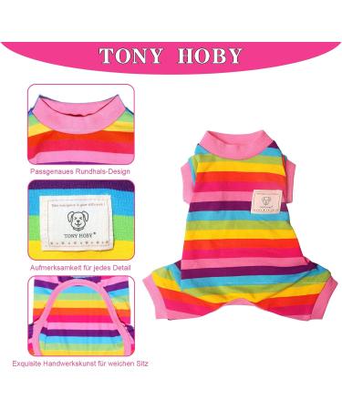 Tony Hoby Rainbow Dog Suit - 4-Leg Lightweight Overall Onesie for Small & Medium Dogs | Pink & Rainbow XS - Buy Online on GoSupps.com