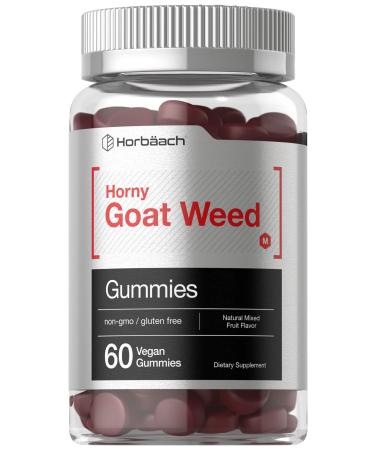 Horny Goat Weed Gummies | 60 Count | Vegan, Non-GMO, and Gluten Free Extract Formula with Maca | Natural Mixed Fruit Flavor | by Horbaach - Buy Online on GoSupps.com