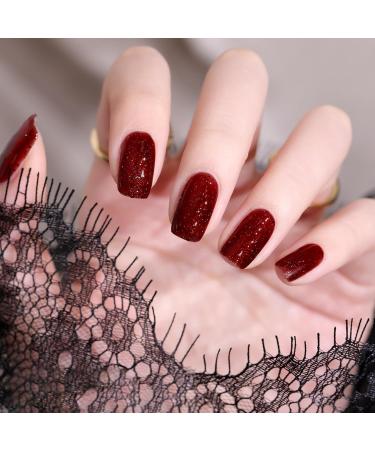 Glitter Red Nail Polish Wine Red Nail Polish Water-Based & Chip Resistant Nail Varnish Highly Pigmented Shimmer Nail Gel Quick Dry Nail Polish for Art Manicure DIY at Home - Buy Online on GoSupps.com