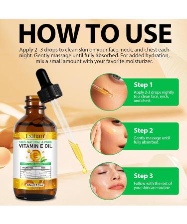 Vitamine E Huile Huile De Vitamine E 75 000 Ui 100% Naturel vitamine e Liquide Pure pour le Visage les Cheveux les Ongles et la Peau Anti- ge et Anti-rides Pour les Cicatrices et les Vergetures - Buy Online on GoSupps.com