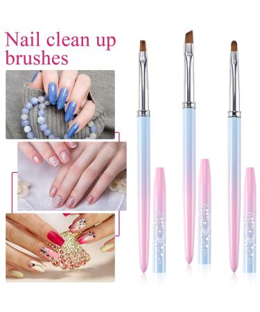 ANCIRS 3 Pack Nail Cleaning Brushes - Round, Flat, Angled Head - Acetone Resistant for Nail Art, Cuticle Remover, Manicure Clean Up - 8mm, 8mm, 7.5mm - Buy Online on GoSupps.com