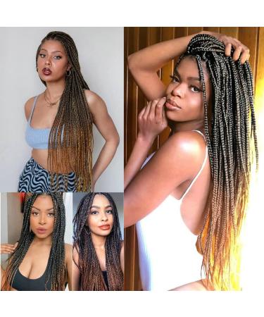 Handmade Afro-American Braided Wig for Women | Cosplay & Festival | Ombre Medium Brown Synthetic Lace Front Wig for Drag Queens - Buy Online on GoSupps.com