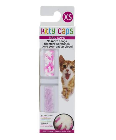 Kitty Caps Nail Caps for Cats - White with Pink Tips & Clear with Pink Glitter, Multiple Sizes - Safe, Stylish & Humane Alternative to Declawing - Stops Snags and Scratches - Cat Claw Caps X-Small (Under 5 lbs) 1-Pack