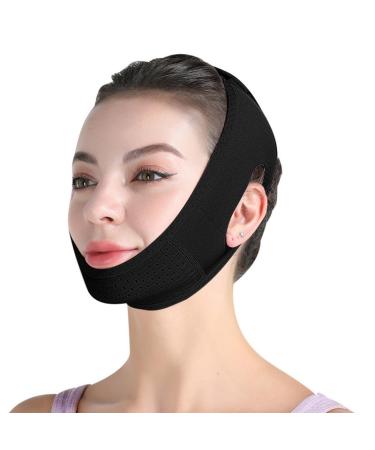 Masque Amincissant R utilisable pour le Visage Double Menton R ducteur Lifting Raffermissant en Forme de V Masque Minceur pour Raffermir et liminer l'Affaissement de la Peau Lifting visage (Noir)