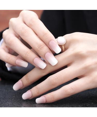 Danni & Toni half hardened gel nail foils (aria) pink and white gradation ombre glossy gel nail sticker semi -hardened nail foil nail ticker wraps 28 sticker - Buy Online on GoSupps.com