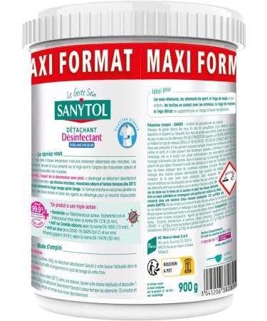 Sanytol - Bleaching Disinfectant Stain Remover Powder - 900g - Bactericide Virucidal - Bleach Free - Preserves Fibers and Co - Buy Online on GoSupps.com
