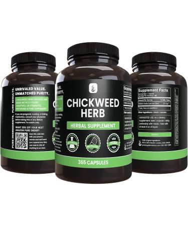 PURE ORIGINAL INGREDIENTS Chickweed Herb (365 Capsules) No Magnesium Or Rice Fillers Always Pure Lab Verified 365 Count (Pack of 1) - Buy Online on GoSupps.com
