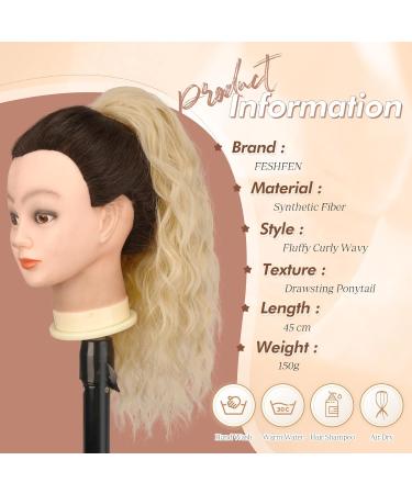 Feshfen Clip-In Ponytail Hair Extension - 45cm Wavy Blonde & Mixed Colors - Long Braids & Waves for Women | Synthetic Cord Strain - Buy Online on GoSupps.com