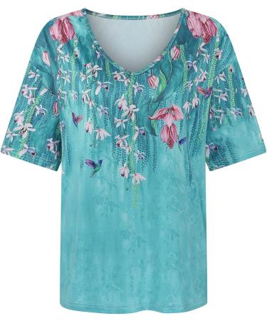 Blue V-Neck Tee: Dressy Casual Women's Summer Top - Size 3X-Large - Buy Online on GoSupps.com