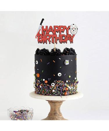 Blumomon 1 Pack Horror Movie Happy Birthday Cake Topper Glitter Halloween Killer Birthday Cake Pick for Bloody Horror Movie Theme Birthday Baby Shower Party Cake Decorations Supplies Killer -1-1 - Buy Online on GoSupps.com