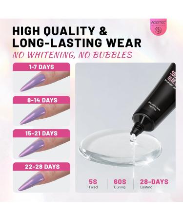 Aokitec Solid Nail Glue Gel - 20g Gel Nail Glue for Nail Tips Extra Strong 3d Nail Gel for Press on Nails Fake Nails UV Nail Glue for 3D Nail Art with Silicone Mold Non-sticky to Hands Curing Needed - Buy Online on GoSupps.com