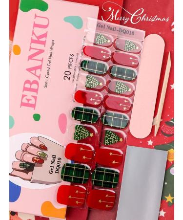 EBANKU Christmas Tree Nail Adhesive Wrap 20PCS - Gel Nail Polish Stickers Self-Adhesive Full Wraps (UV/LED Lamp Required) - Buy Online on GoSupps.com